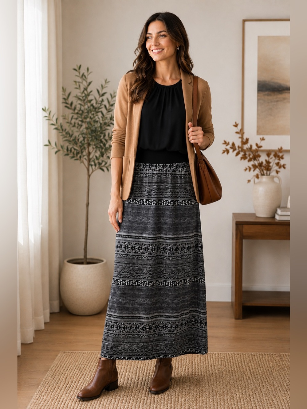 Melanie Lyne Maxi Skirt L Black White